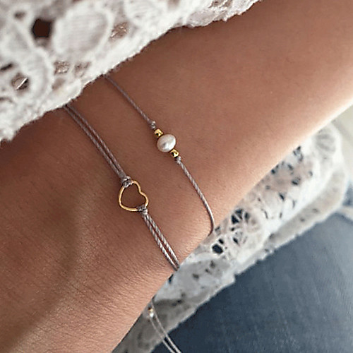

2pcs Women's Hollow Out Vintage Bracelet - Heart Simple, Classic, Casual / Sporty Bracelet Black / Gray For Gift School