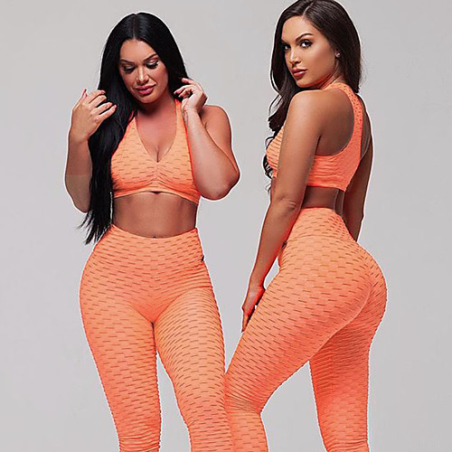 

Women's 2 Piece Tracksuit Yoga Suit Ruched Butt Lifting Fashion White Black Red Jacquard Running Fitness Gym Workout High Waist Leggings Bra Top Sleeveless Sport Activewear Butt Lift Tummy Control
