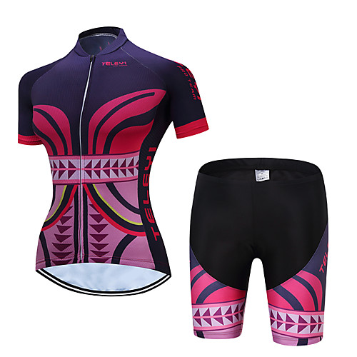 

Women's Short Sleeve Cycling Jersey with Shorts Polyester Rose Red Bike Clothing Suit Breathable Quick Dry Moisture Wicking Sports Graphic Mountain Bike MTB Road Bike Cycling Clothing Apparel