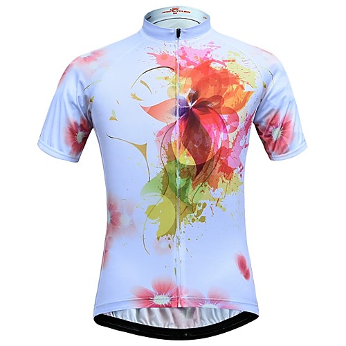 

JESOCYCLING Women's Short Sleeve Cycling Jersey White Floral Botanical Bike Jersey Top Mountain Bike MTB Road Bike Cycling Breathable Quick Dry Moisture Wicking Sports Clothing Apparel / Stretchy