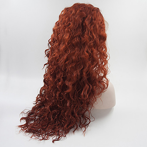 

Synthetic Lace Front Wig Curly Free Part Lace Front Wig Long Orange Synthetic Hair 18-26 inch Women's Adjustable Lace Heat Resistant Red