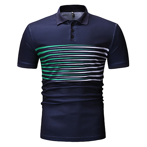

Men's Striped Print Polo Business Work Black / Navy Blue