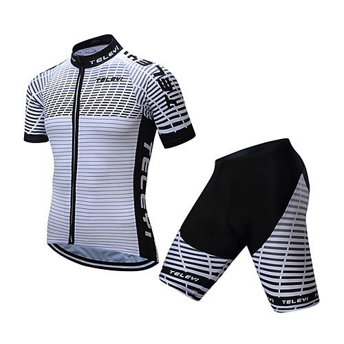 

Men's Short Sleeve Cycling Jersey with Shorts Coolmax Black / White Zebra Bike Clothing Suit Quick Dry Moisture Wicking Limits Bacteria Sports Zebra Mountain Bike MTB Road Bike Cycling Clothing