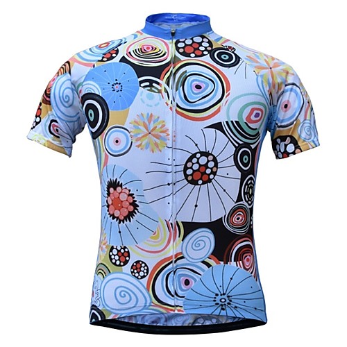 

JESOCYCLING Women's Short Sleeve Cycling Jersey Blue Floral Botanical Bike Jersey Top Mountain Bike MTB Road Bike Cycling Breathable Quick Dry Moisture Wicking Sports Clothing Apparel / Stretchy