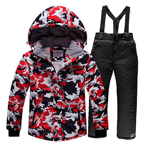 

ARCTIC QUEEN Boys' Girls' Ski Jacket with Pants Skiing Snowboarding Winter Sports Windproof Warm Breathability POLY Eco-friendly Polyester Tracksuit Bib Pants Top Ski Wear / Kids / Camo / Camouflage