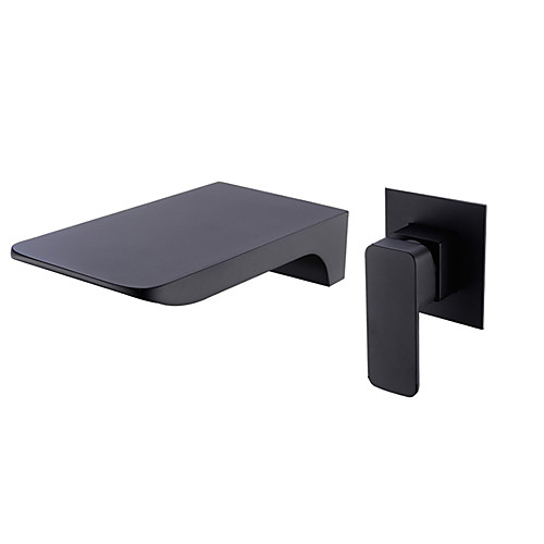 

Bathroom Sink Faucet - Waterfall / Widespread / New Design Painted Finishes Wall Mounted Single Handle Two HolesBath Taps