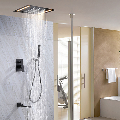 

Shower Faucet Set - Rain Shower Contemporary Painted Finishes Wall Mounted Ceramic Valve Bath Shower Mixer Taps / Brass