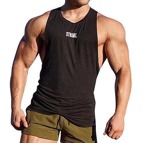 

Men's Crew Neck Oversized Running Tank Top Sports Letter & Number Tee / T-shirt Fitness Workout Sleeveless Activewear Breathability Stretchy Stretchy