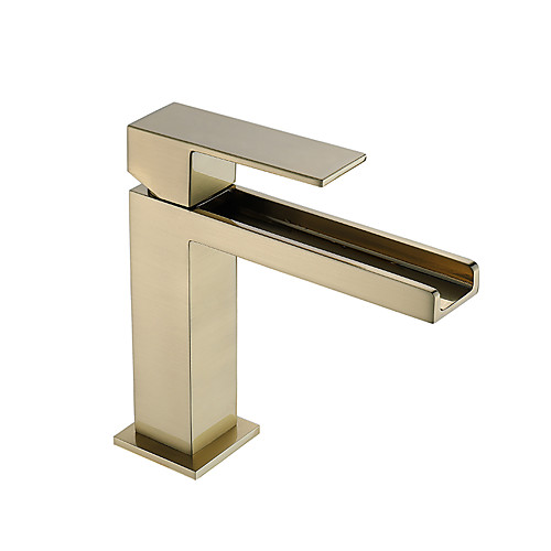 

Bathroom Sink Faucet - Waterfall / Premium Design Brushed Deck Mounted Single Handle One HoleBath Taps