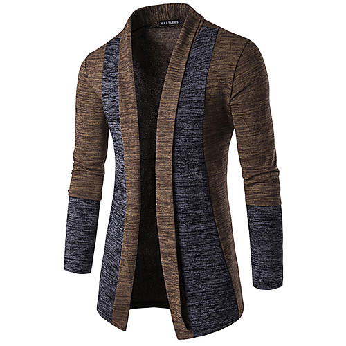 

Men's Basic Patchwork Color Block Cardigan Long Sleeve Butterfly Sleeves Slim Regular Sweater Cardigans Spring Fall Winter Camel Dark Gray Gray