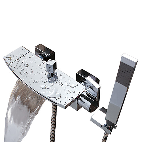 

Bathtub Faucet - Contemporary Chrome Wall Mounted Ceramic Valve Bath Shower Mixer Taps / Two Handles Two Holes