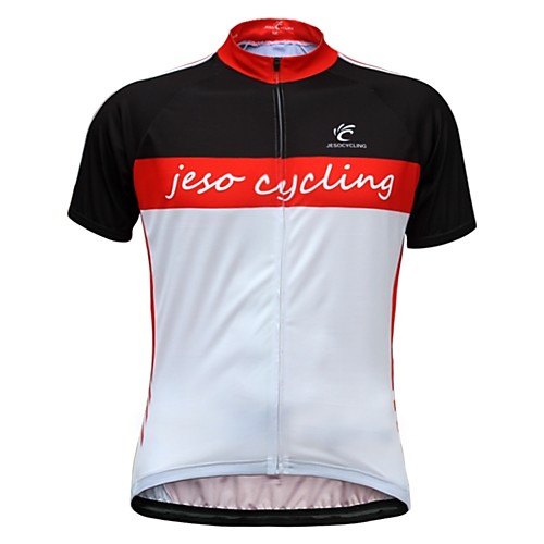 

JESOCYCLING Men's Short Sleeve Cycling Jersey Red / White Bike Jersey Top Mountain Bike MTB Road Bike Cycling Breathable Quick Dry Moisture Wicking Sports Clothing Apparel / Stretchy