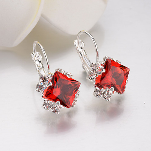 

Women's Crystal Stud Earrings Lever Back Earrings Classic Simple Trendy Fashion Elegant bridesmaid Rhinestone Earrings Jewelry Red / Pink / Royal Blue For Party / Evening Date 1 Pair