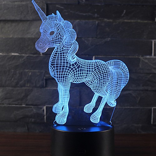 

Unicorn LED Lighting Light Up Toy Glow 3D Cartoon Lovely Kid's Teenager for Birthday Gifts and Party Favors 1 pcs