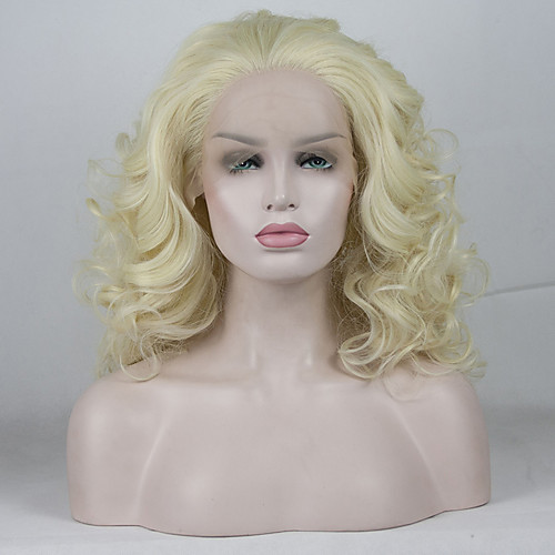 

Synthetic Lace Front Wig Curly Free Part Lace Front Wig Blonde Short Light golden Synthetic Hair 12-16 inch Women's Adjustable Lace Heat Resistant Blonde