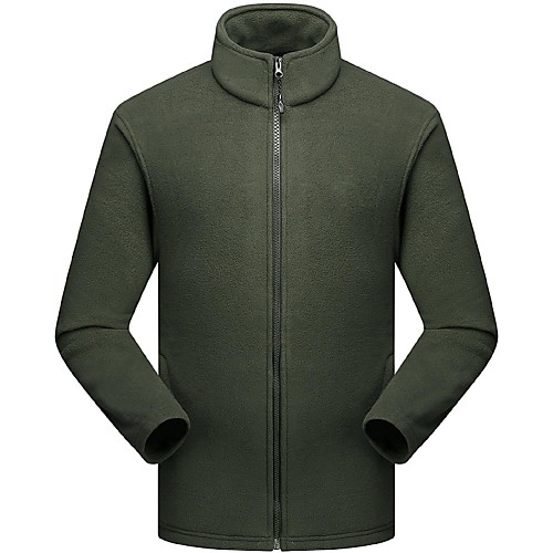 

Men's Hiking Fleece Jacket Winter Outdoor Solid Color Lightweight Windproof Breathable Warm Jacket Fleece Full Length Visible Zipper Camping / Hiking Ski / Snowboard Winter Sports Black Army Green