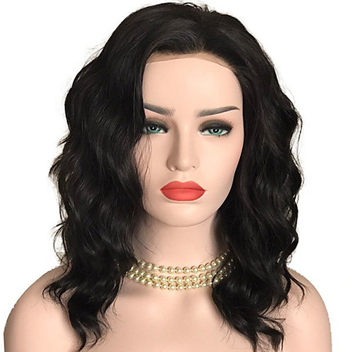 

Synthetic Wig Synthetic Lace Front Wig Cosplay Wig Wavy Classic Layered Haircut Side Part Lace Front Wig Medium Length Natural Black Synthetic Hair 35.5 inch Women's Fashionable Design Easy to Carry