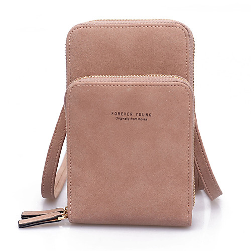 

Women's Zipper PU Mobile Phone Bag Solid Color Black / Blushing Pink / Green / Fall & Winter