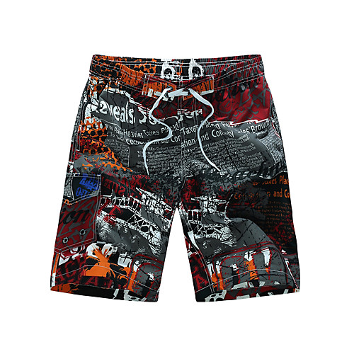 

Men's Beach Tropical Plus Size Beach Loose Shorts Bermuda shorts Pants Patchwork Print Blue Red / Summer