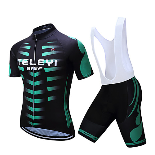

Men's Short Sleeve Cycling Jersey with Bib Shorts Polyester Black White Stripes Bike Clothing Suit Breathable Moisture Wicking Sports Stripes Mountain Bike MTB Road Bike Cycling Clothing Apparel