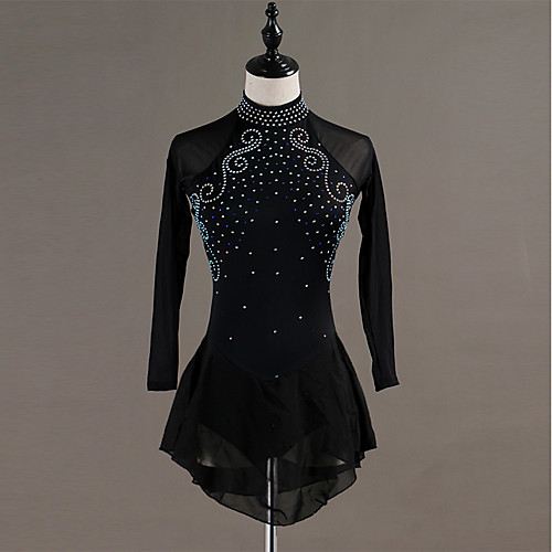 

Figure Skating Dress Crystals / Rhinestones Women's Girls' Training Performance Competition Long Sleeve High Chinlon Spandex Tulle