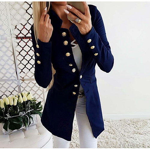 

Women's Blazer Solid Colored Basic Polyester Daily Normal Coat Tops Black