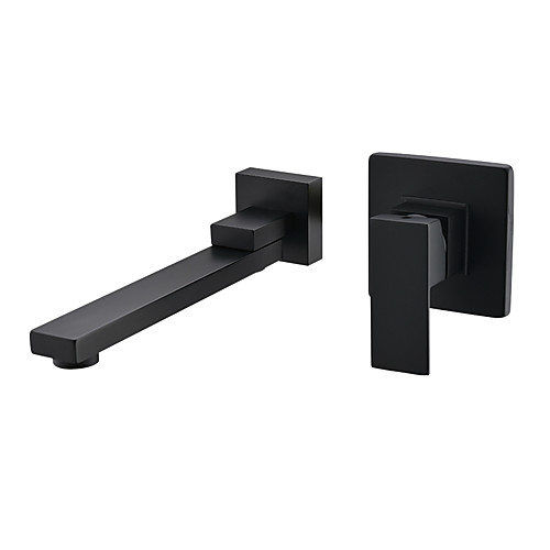 

Bathroom Sink Faucet - Rotatable / Premium Design Black Wall Mounted Single Handle One HoleBath Taps