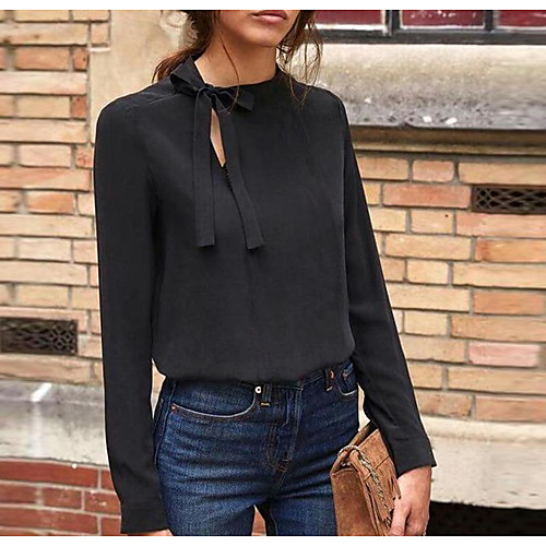 

Women's Solid Colored Shirt Basic Daily Black / Red / Gray