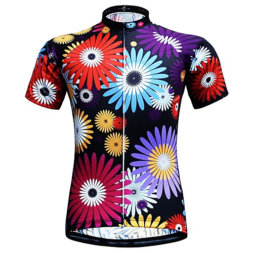 

JESOCYCLING Women's Short Sleeve Cycling Jersey Black Floral Botanical Bike Jersey Top Mountain Bike MTB Road Bike Cycling Breathable Quick Dry Moisture Wicking Sports Clothing Apparel / Stretchy