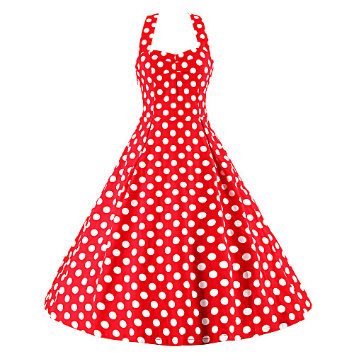 

Audrey Hepburn Polka Dots Dresses Retro Vintage 1950s Vacation Dress Dress Rockabilly Prom Dress Women's Costume Black / Red / Blue Vintage Cosplay Sleeveless Knee Length