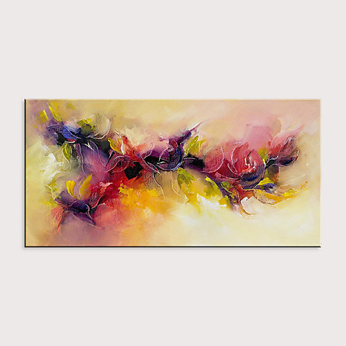 

Oil Painting Hand Painted Horizontal Abstract Floral / Botanical Modern Rolled Canvas (No Frame)