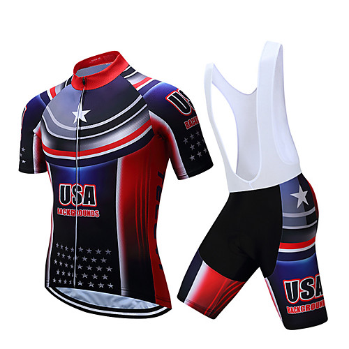 

Men's Short Sleeve Cycling Jersey with Bib Shorts Black White Stars Bike Clothing Suit Quick Dry Moisture Wicking Limits Bacteria Sports Word Mountain Bike MTB Road Bike Cycling Clothing Apparel