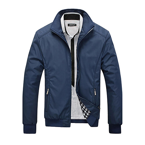 

Men's Basic Jackets Solid Colored Classic & Timeless Fall Jacket Regular Shopping Long Sleeve N / A Coat Tops Black