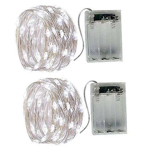 

5m String Lights 50 LEDs SMD 0603 2pcs Warm White White Multi Color Waterproof Party Decorative Batteries Powered