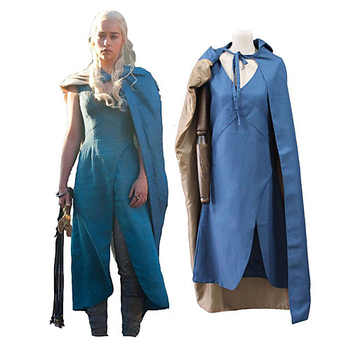 

Game of Thrones Dragon Mother Daenerys Targaryen Khaleesi Cloak Outfits Women's Movie Cosplay Cosplay Blue Outfit Halloween Carnival Masquerade 100% Polyester Plain Twill