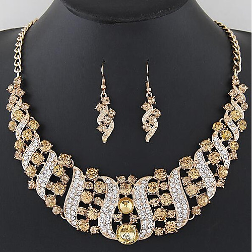 

Women's White Cubic Zirconia Drop Earrings Necklace Tennis Chain Leaf Luxury Unique Design Romantic Imitation Diamond Earrings Jewelry Black / White / Gold For Wedding Party 1 set