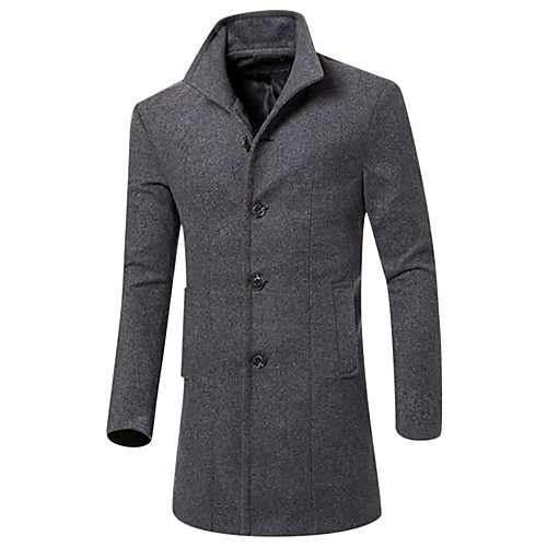 

Men's Overcoat Solid Colored Fall Peaked Lapel Coat Long Daily Long Sleeve Others Coat Tops Black