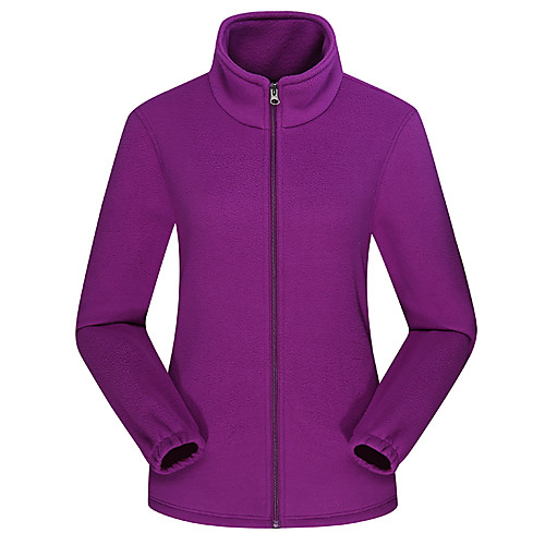 

Women's Hiking Fleece Jacket Winter Outdoor Solid Color Thermal Warm Windproof Fleece Lining Breathable Winter Fleece Jacket Fleece Full Length Visible Zipper Fishing Traveling Winter Sports Black