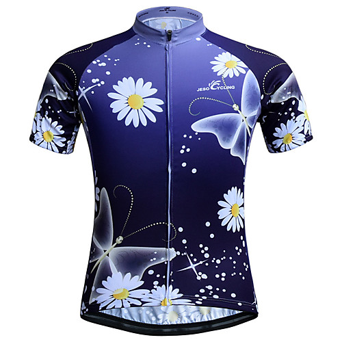 

JESOCYCLING Women's Short Sleeve Cycling Jersey Polyester Purple Floral Botanical Plus Size Bike Jersey Top Mountain Bike MTB Road Bike Cycling Breathable Quick Dry Sports Clothing Apparel / Stretchy