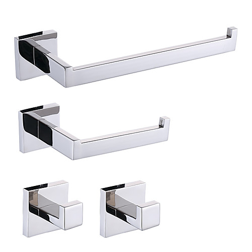 

Bathroom Accessory Set Contemporary Stainless Steel 4pcs - Hotel bath Toilet Paper Holders / Robe Hook / tower bar