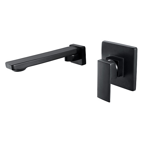 

Bathroom Sink Faucet - Widespread Black Wall Installation Two Handles Three HolesBath Taps
