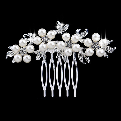 

Women's For Wedding Party Daily Leaf Floral Imitation Pearl Rhinestone Alloy Silver