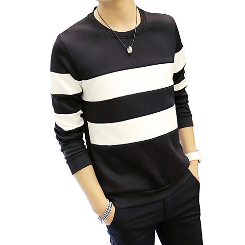 

Men's Sweatshirt Color Block Round Neck Daily Weekend Hoodies Sweatshirts Long Sleeve White Black