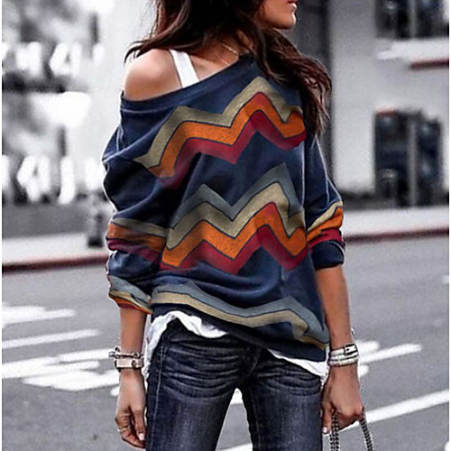 

Women's Shirt Solid Colored Fashion One Shoulder Long Sleeve Daily Tops Basic Blue Yellow Navy Blue