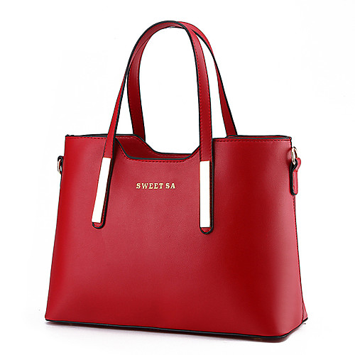 

Women's Faux Leather Tote Solid Color Wine / Black / Blue