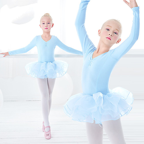 

Ballet Dress Wave-like Split Joint Girls' Training Performance Long Sleeve Elastane Lycra