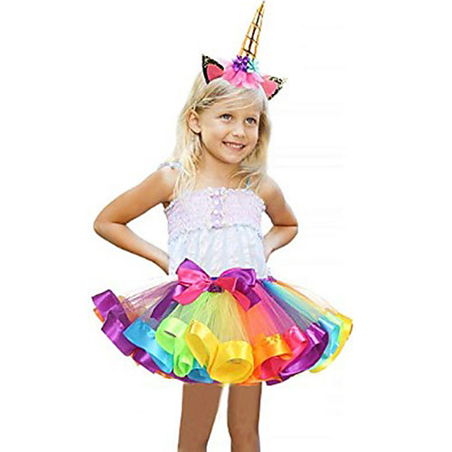 

Carnival Unicorn Costume Flower Girl Dress Kid's Girls' A-Line Slip Halloween Halloween Carnival Masquerade Festival / Holiday Tulle Polyster Purple / Blue / Purple / Red Female Carnival Costumes