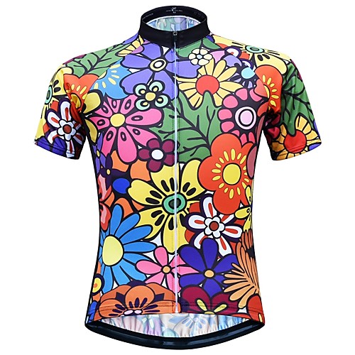 

JESOCYCLING Women's Short Sleeve Cycling Jersey Black Floral Botanical Bike Jersey Top Mountain Bike MTB Road Bike Cycling Breathable Quick Dry Moisture Wicking Sports Clothing Apparel / Stretchy