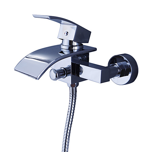 

Shower Faucet / Bathtub Faucet - Contemporary Chrome Tub And Shower Ceramic Valve Bath Shower Mixer Taps / Brass / Single Handle Two Holes