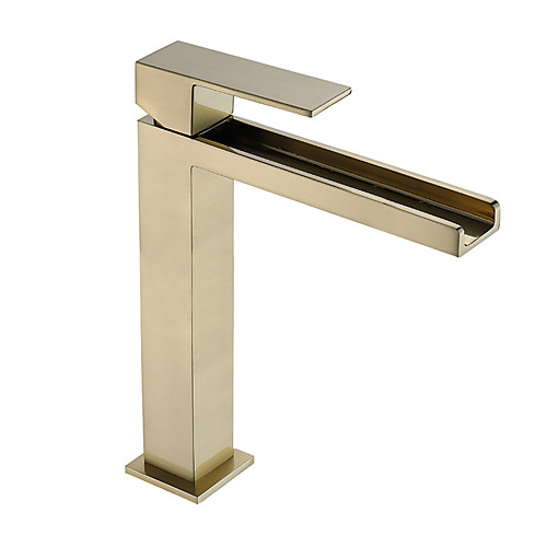 

Bathroom Sink Faucet - Waterfall / Premium Design Brushed Deck Mounted Single Handle One HoleBath Taps